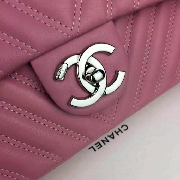 2016 Chanel A92085 Shoulder Bag Original lambskin Leather Pink with Silver