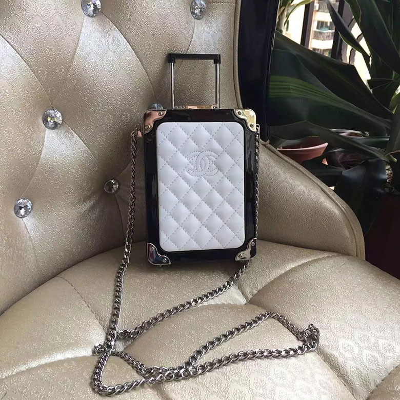 2016 Chanel A94634 White Makeup Box with Silver hardware