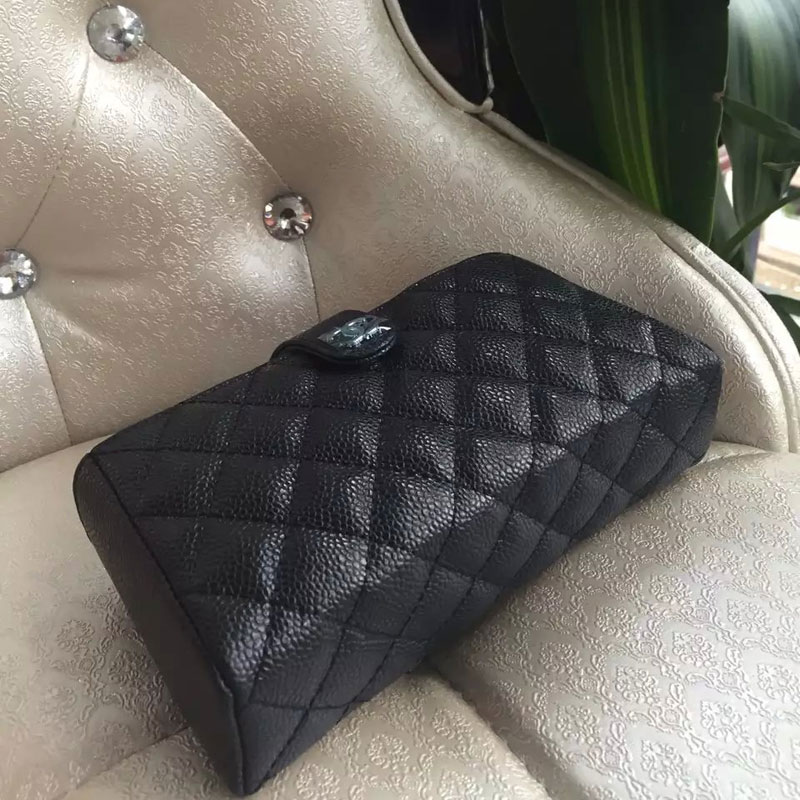 2016 Chanel Bag in original Caviar Leather A69204 Black with Silver