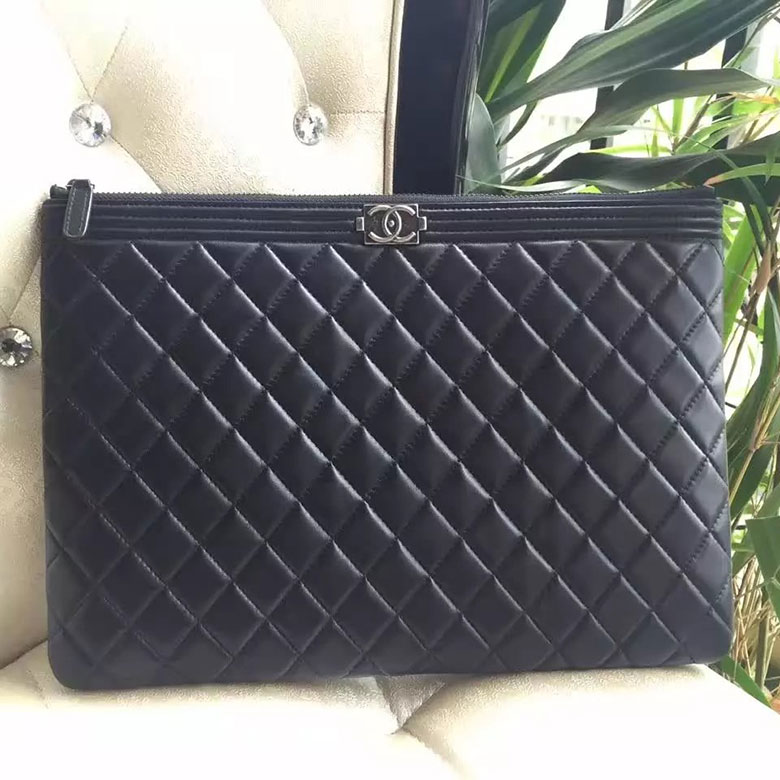 2016 Chanel Banquet Clutch Original Leather A80560 Black