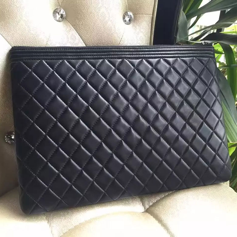 2016 Chanel Banquet Clutch Original Leather A80560 Black