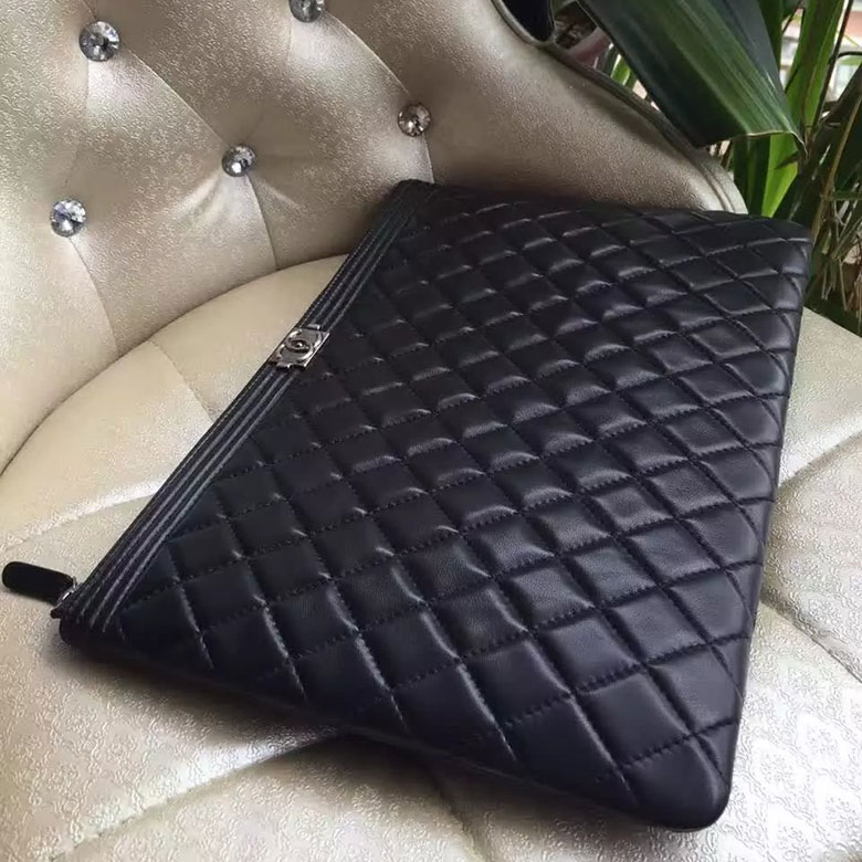 2016 Chanel Banquet Clutch Original Leather A80560 Black