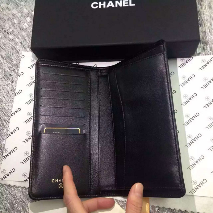 2016 Chanel Bi-Fold Wallet Black sheepskin leather A31509