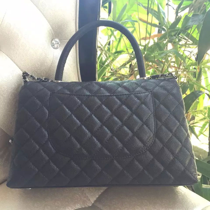 2016 Chanel Black Original Leather grained flap bag A92991