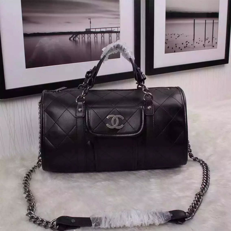 2016 Chanel Bowling Handbags Sheepskin Leather A92818 Black