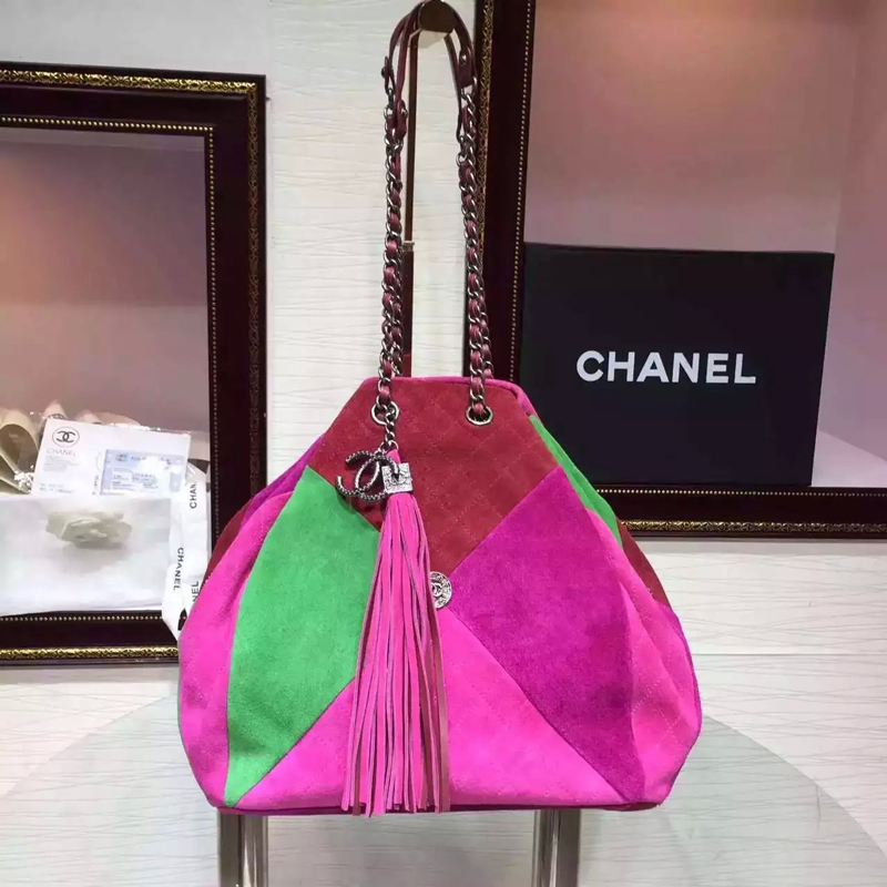 2016 Chanel Bucket Bag Genuine Lambskin and Suede Leather A94021