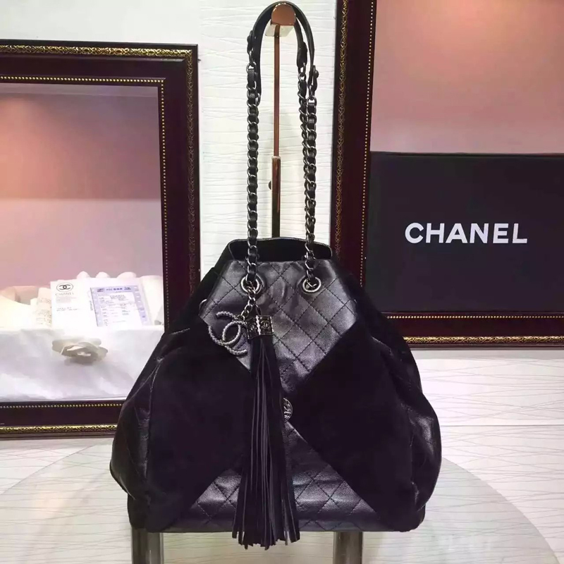 2016 Chanel Bucket Bag Genuine Lambskin and Suede Leather A94021