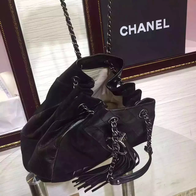 2016 Chanel Bucket Bag Genuine Lambskin and Suede Leather A94021