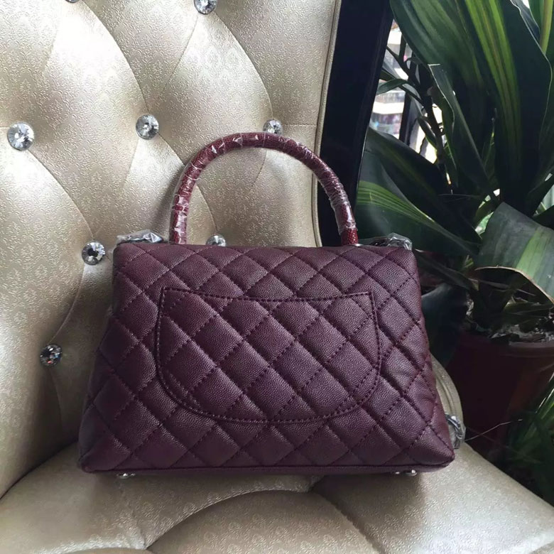 2016 Chanel Burgundy Original Leather grained shoulder Tote bag A95168