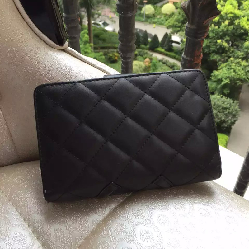 2016 Chanel Camellias Bi-Fold Wallet Original Leather A50080 Black