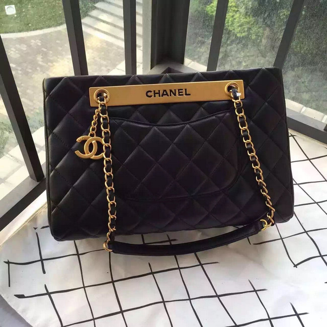 2016 Chanel Classic Coco Bag Shoulder Black Original sheepskin Leather A57357 Gold