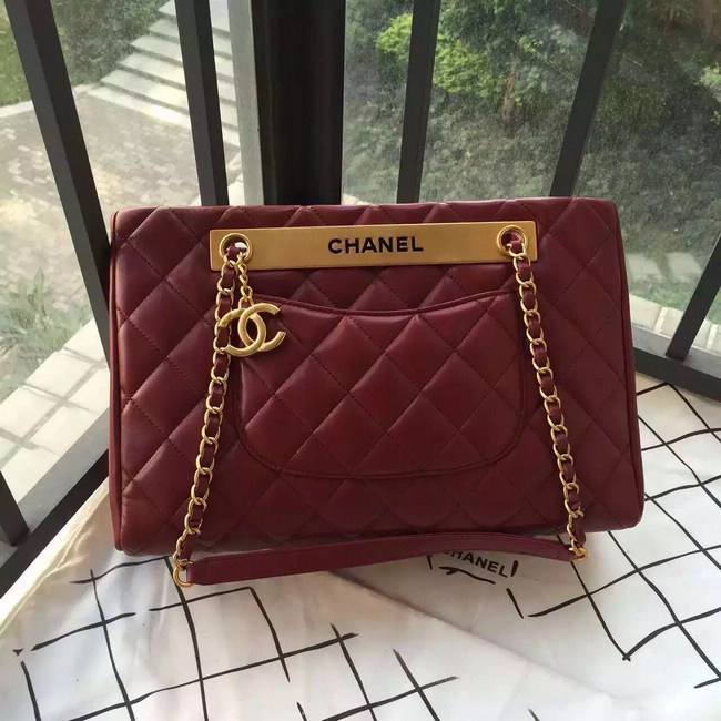 2016 Chanel Classic Coco Bag Shoulder Burgundy Original sheepskin Leather A57357 Gold