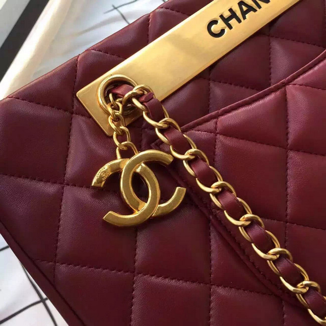 2016 Chanel Classic Coco Bag Shoulder Burgundy Original sheepskin Leather A57357 Gold