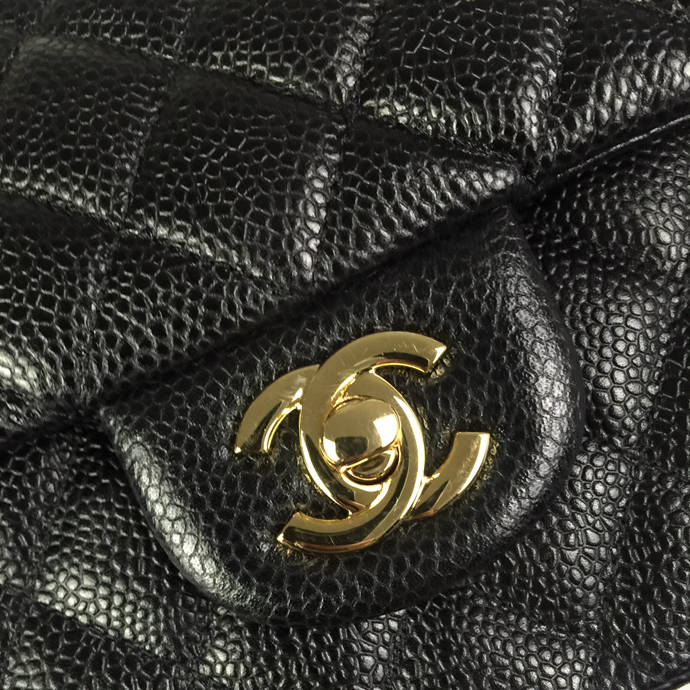 2016 Chanel Classic Flap Bag 1112 Black Original Caviar leather Gold