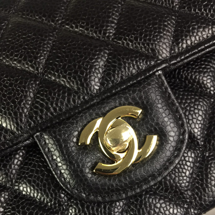 2016 Chanel Classic Flap Bag 1112 Black Original Caviar leather Gold