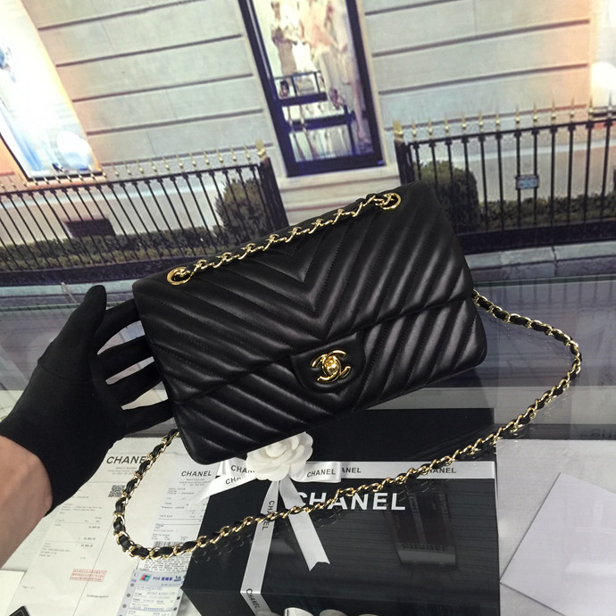 2016 Chanel Classic Flap Bag 1112 Black Original leather Gold