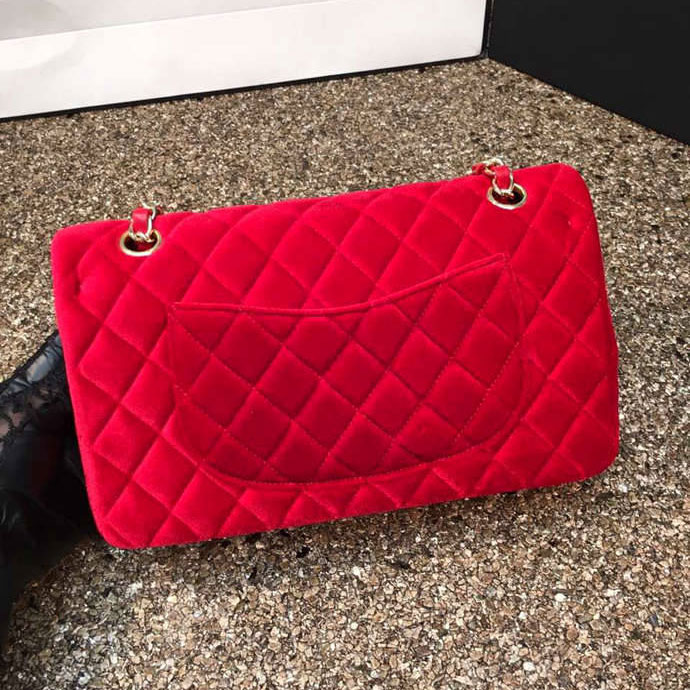 2016 Chanel Classic Flap Bag 1112 Original Red velvet with Gold