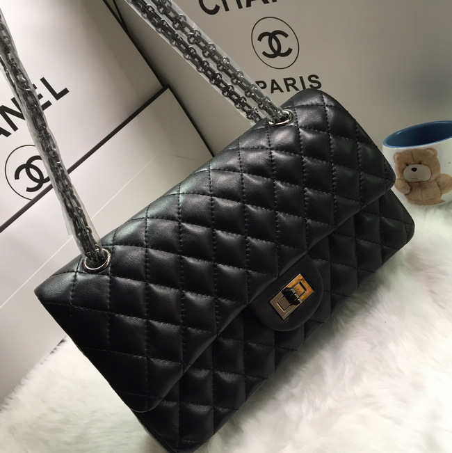 2016 Chanel Classic Flap Bag 1112 Sheekskin leather in Black