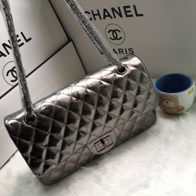 2016 Chanel Classic Flap Bag 1112 Shiny Iridescent Leather in Antique