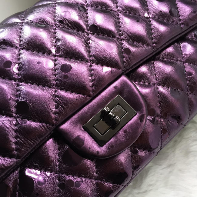 2016 Chanel Classic Flap Bag 1112 Shiny Iridescent Leather in Purple