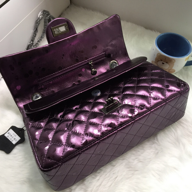 2016 Chanel Classic Flap Bag 1112 Shiny Iridescent Leather in Purple