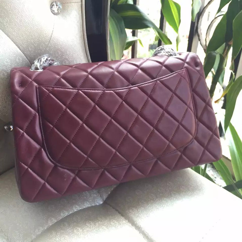 2016 Chanel Classic Flap Bag 1113 Burgundy Original Sheekskin leather Gold Hardware