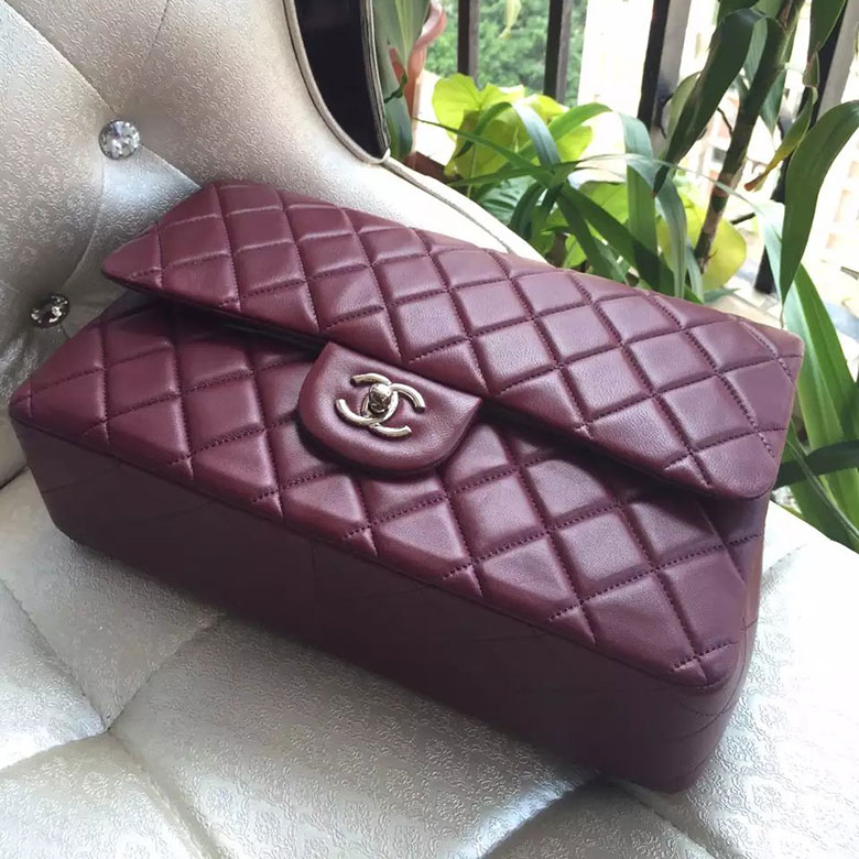 2016 Chanel Classic Flap Bag 1113 Burgundy Original Sheekskin leather Gold Hardware