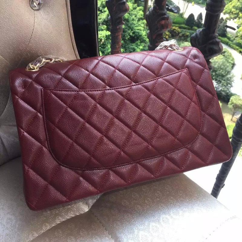 2016 Chanel Classic Flap Bag 1113 Original Caviar leather in Claret Gold