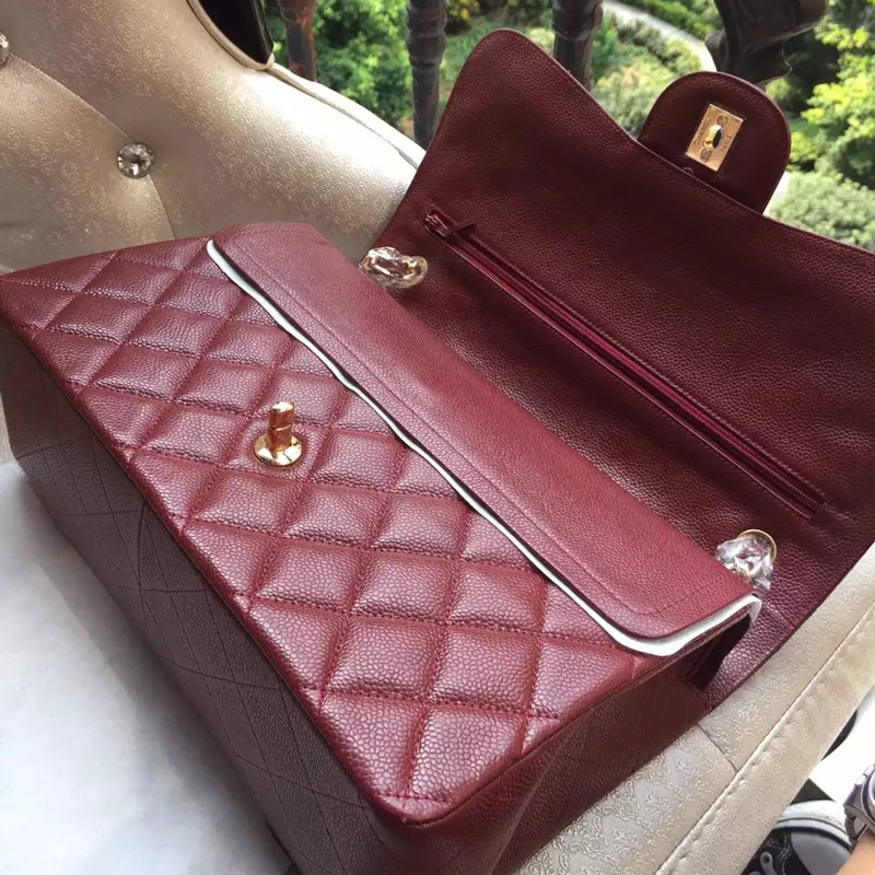 2016 Chanel Classic Flap Bag 1113 Original Caviar leather in Claret Gold