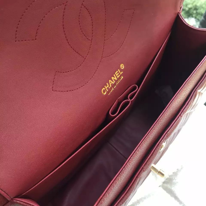 2016 Chanel Classic Flap Bag 1113 Original Caviar leather in Claret Gold