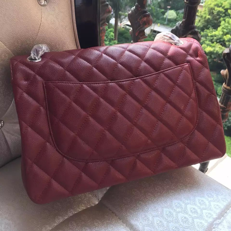 2016 Chanel Classic Flap Bag 1113 Original Caviar leather in Claret Silver