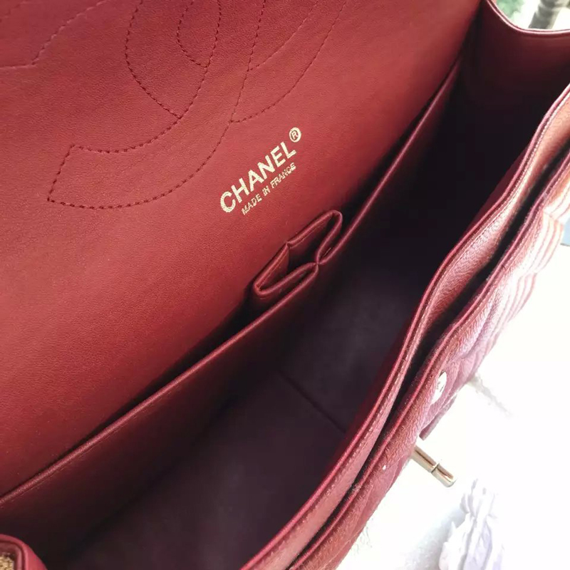 2016 Chanel Classic Flap Bag 1113 Original Caviar leather in Claret Silver