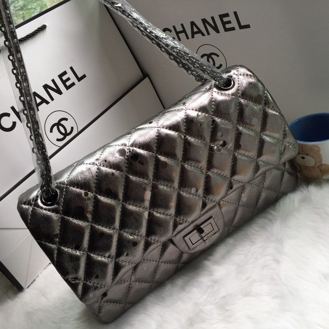 2016 Chanel Classic Flap Bag 1113 Shiny Iridescent Leather in Antique