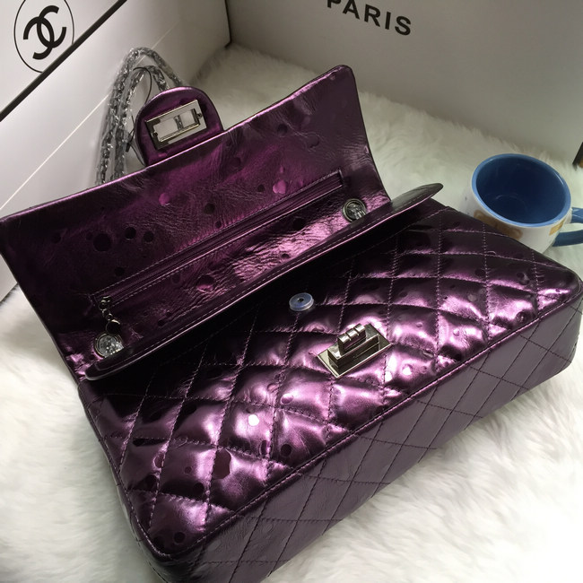 2016 Chanel Classic Flap Bag 1113 Shiny Iridescent Leather in Purple