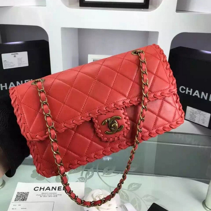 2016 Chanel Classic Flap Bag Original Calf Leather A92801 Red