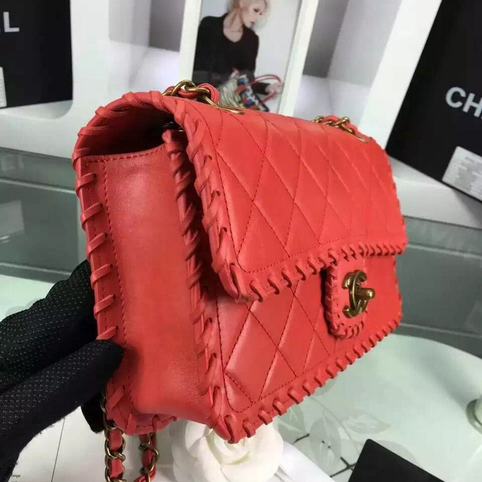 2016 Chanel Classic Flap Bag Original Calf Leather A92801 Red