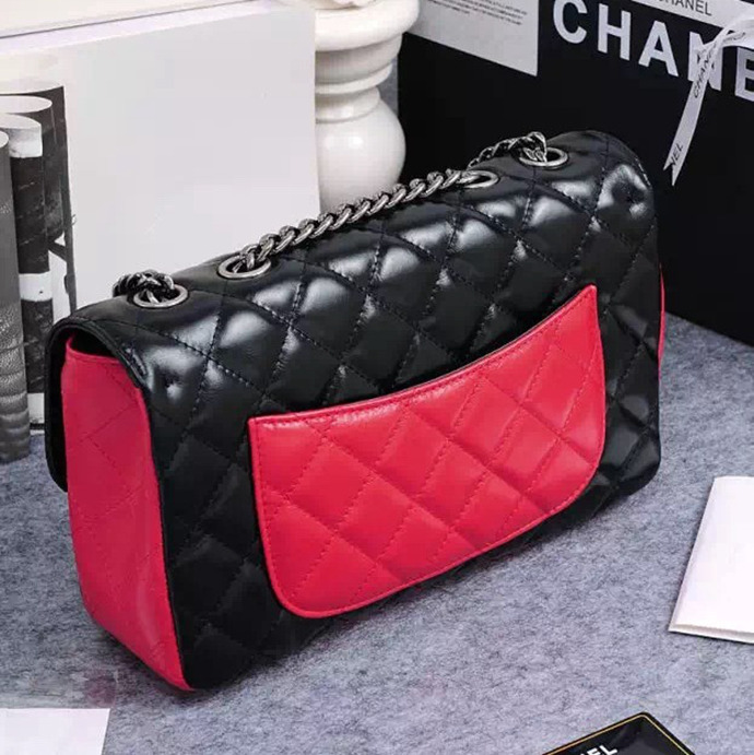 2016 Chanel Classic Flap Bag Original Calfskin Leather A92760 Black&Red