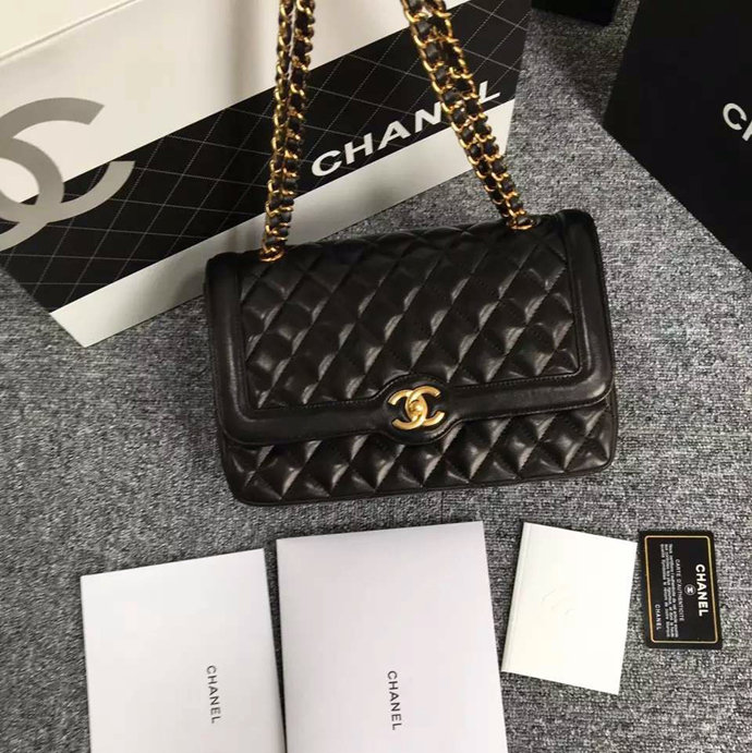 2016 Chanel Classic Flap Bag Original Leather A91021 Black