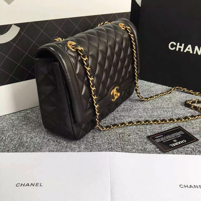 2016 Chanel Classic Flap Bag Original Leather A91021 Black