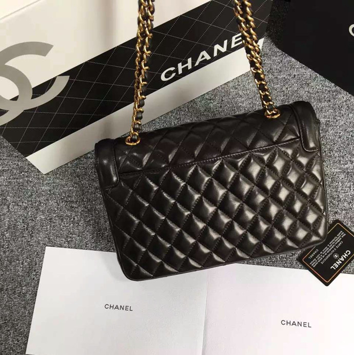 2016 Chanel Classic Flap Bag Original Leather A91021 Black