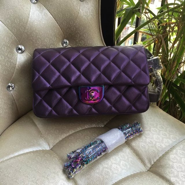 2016 Chanel Classic Flap Bag Purple Original leather A1025