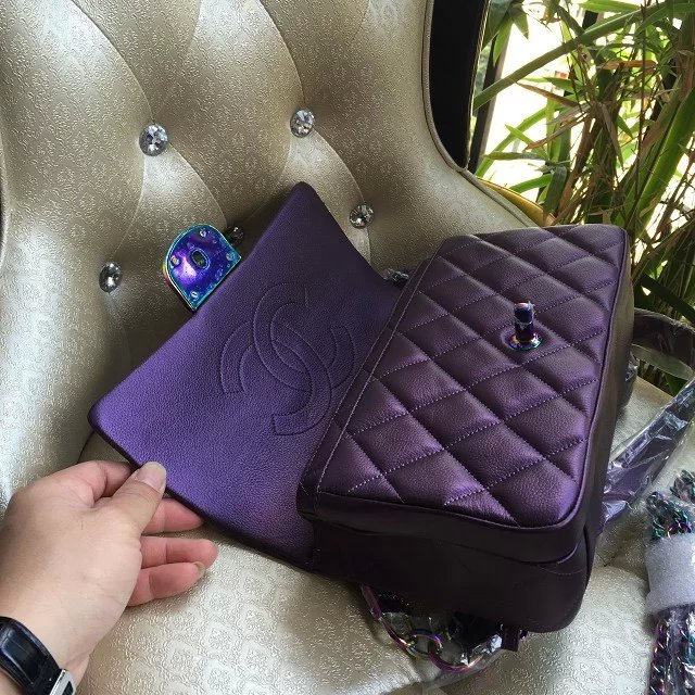 2016 Chanel Classic Flap Bag Purple Original leather A1025