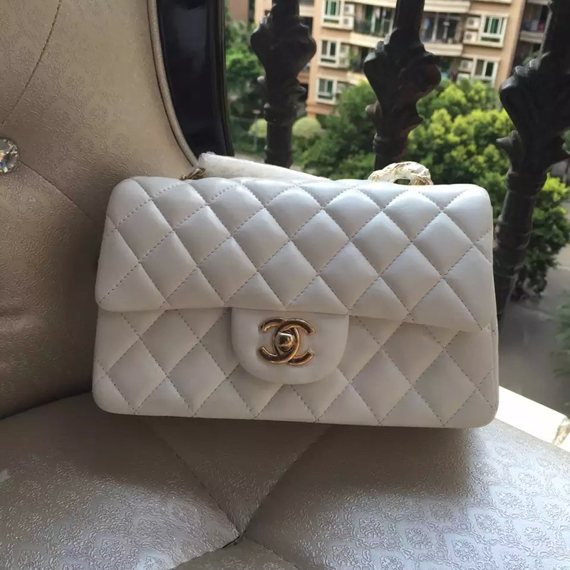 2016 Chanel Classic Mini Flap Bags Original sheepskin leather A1116 in White