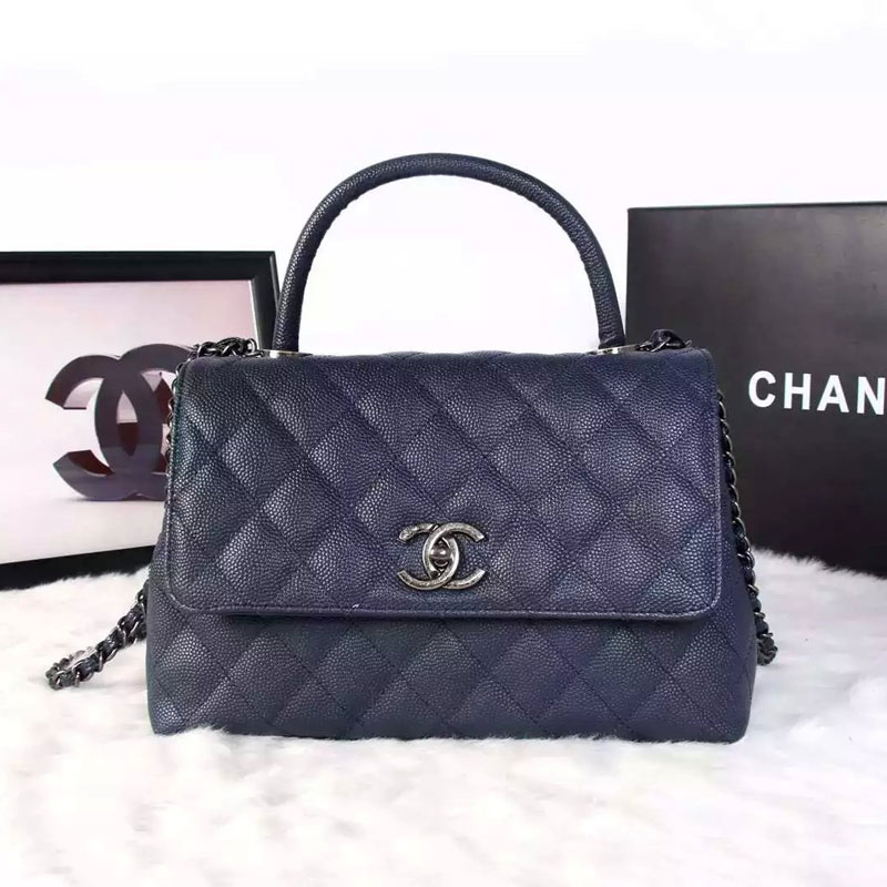 2016 Chanel Classic Top Handle Bag Original Caviar Leather A1871 Royalblue