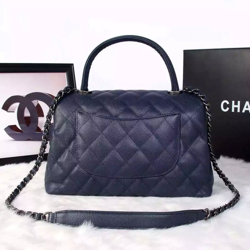 2016 Chanel Classic Top Handle Bag Original Caviar Leather A1871 Royalblue