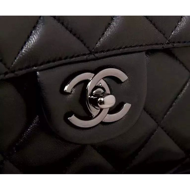 2016 Chanel Classic Top Handle Bag Original Sheepskin Leather A92238 Black