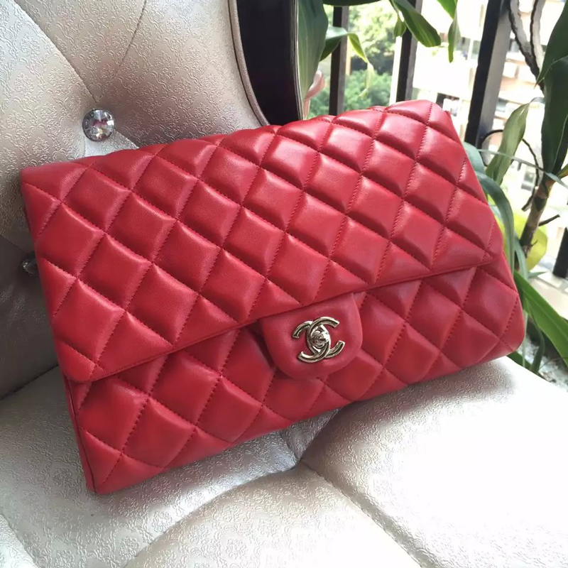 2016 Chanel Clutch Original Sheepskin Leather A26001 Red