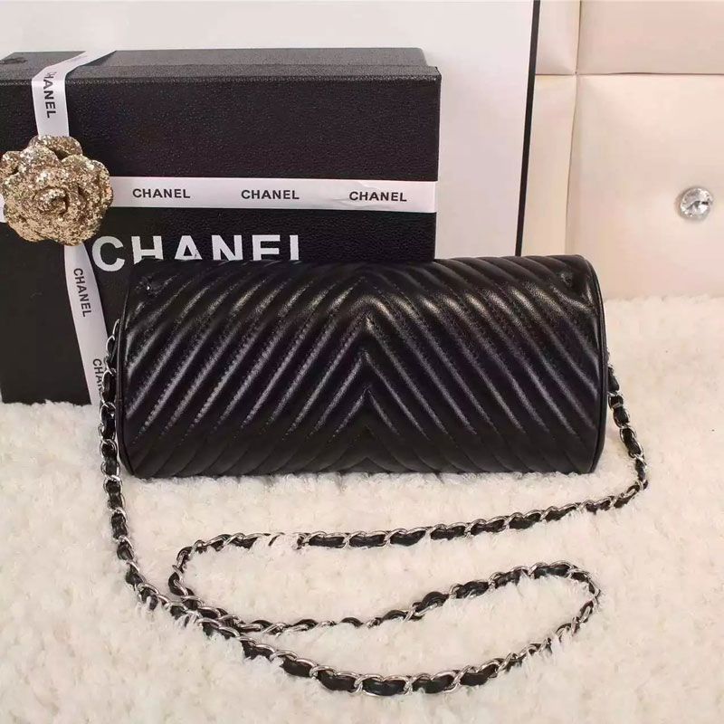 2016 Chanel Clutch Shoulder Bag Sheepskin Leather A0976 Black