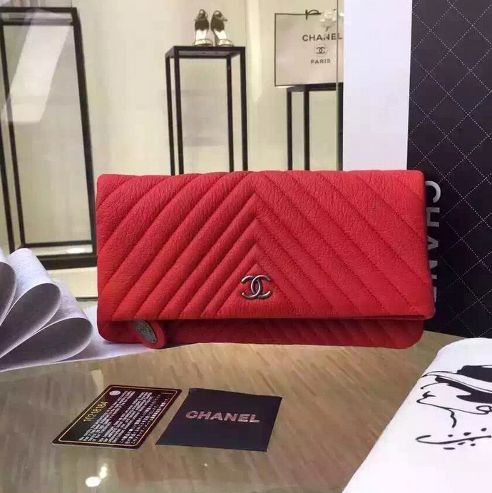 2016 Chanel Clutch bag Real deer Leather A67011 Red