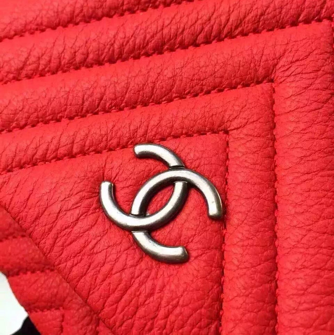 2016 Chanel Clutch bag Real deer Leather A67011 Red